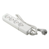 Prise mult+cordon 4x16a rectang. blanc 1.5m