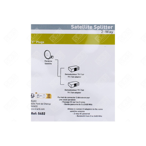 REPARTITEUR SAT D'INT1VERS2-PRISE&QUOT;F&QUOT;-PASSAGECC D'ORIGINE TÉLÉVISION - 725402