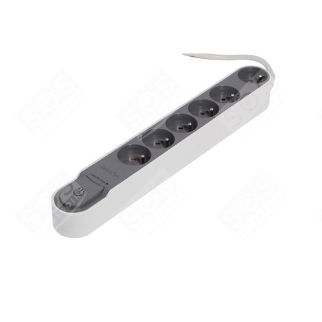 PRISE MULTI. 1.5M 6X16A AVEC INTER. GRIS FONCE ÉLECTRICITÉ, DOMOTIQUE - 49614