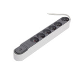 Prise multi. 1.5m 6x16a avec inter. gris fonce