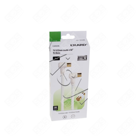 CORDON TV 9.52MM COUDÉ À 90° M/F + ADAPTATEUR TV 9 2M D'ORIGINE TÉLÉVISION - 724499
