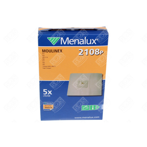 LOT DE 5 SACS D'ORIGINE AVEC 1 MICROFILTRE 2108P D'ORIGINE ASPIRATEUR - 9001967661
