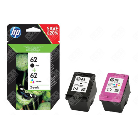 HP 62 INKT COMBO 2-PAK - NOIR + TRICOLOUR D'ORIGINE ACCESSOIRES ET ENTRETIEN - HPN9J71AE