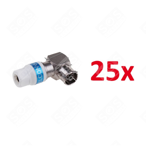 LOT DE 25 CONNECTEURS COUDE IEC FEMELLE D'ORIGINE TÉLÉVISION - TR360940