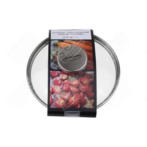 COUVERCLE EN VERRE 18 CM D'ORIGINE D'ORIGINE USTENSILE DE CUISINE - 6518