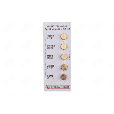 LOT DE 5 INJECTEURS BUTANE 8MB FOUR, CUISINIÈRE - 8014025026909