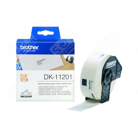 BROTHER DK-11201 BLACK ON WHITE ADDRESS LABELS 29 X 90 MM 400 LABELS 1 ROLL DIRECT THERMAL INFORMATIQUE - BRODK11201