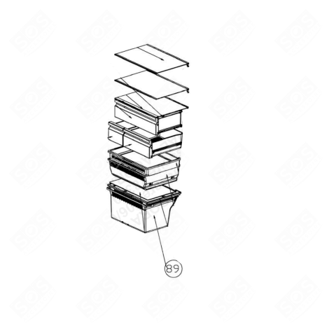 TIROIR INFÉRIEUR ( PARTIE CONGÉLATEUR ) FRIGO, RÉFRIGÉRATEUR, CONGÉLATEUR - 49104046