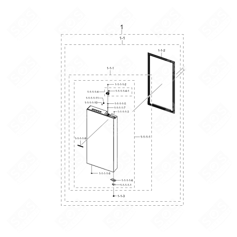 PORTE DROITE (PARTIE RÉFRIGÉRATEUR) REPÈRE 1 FRIGO, RÉFRIGÉRATEUR, CONGÉLATEUR - DA93-01624A, DA91-05484X