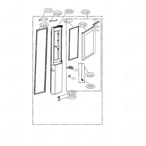 PORTE PARTIE RÉFRIGÉRATEUR (REPÈRE 231A) FRIGO, RÉFRIGÉRATEUR, CONGÉLATEUR - ADD75035855