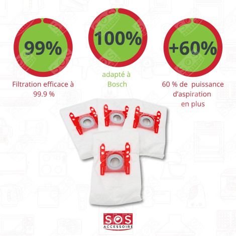 LOT DE 8 BOÎTES DE 4 SACS TYPE G 270 X 60 MM ASPIRATEUR - 00576334,17000940