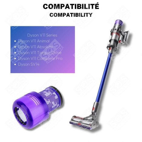 LOT DE 3 FILTRES HEPA COMPATIBLE V11  V15 AVEC BROSSE DE NETTOYAGE ASPIRATEUR - 970013-02, 970013-02