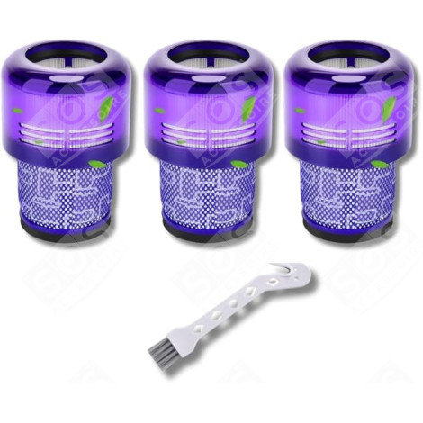 LOT DE 3 FILTRES HEPA COMPATIBLE V11  V15 AVEC BROSSE DE NETTOYAGE ASPIRATEUR - 970013-02, 970013-02
