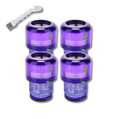 Lot de 4 Filtres Hepa compatible V11 V12 V15 avec brosse de nettoyage