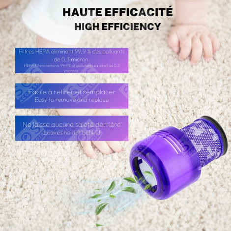LOT DE 7 FILTRES HEPA COMPATIBLE V11 V12 V15  AVEC BROSSE DE NETTOYAGE ASPIRATEUR - 970013-02, 970013-02