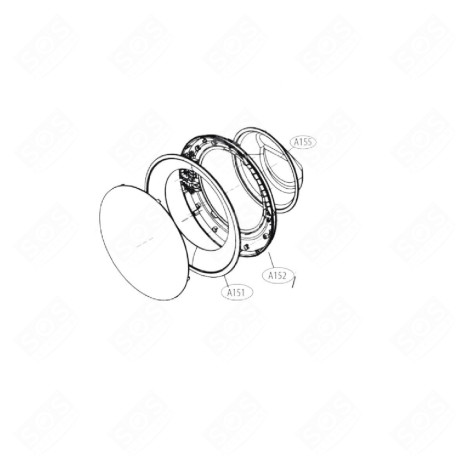 CADRE DE PORTE EXTÉRIEURE ( REPÈRE A151) MACHINE À LAVER, LAVE-LINGE - MDQ66687905