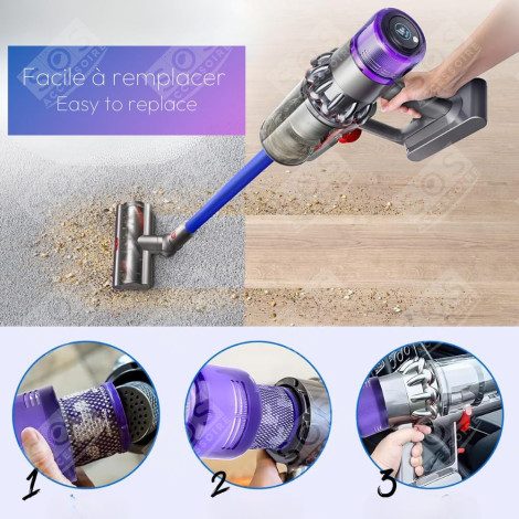 LOT DE 9 FILTRES HEPA COMPATIBLE V11 V12 V15 AVEC BROSSE DE NETTOYAGE ASPIRATEUR - 970013-02, 970013-02