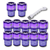 Lot de 12 Filtres Hepa compatible V11 V12 V15 avec brosse de nettoyage
