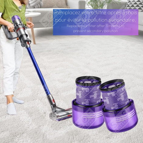 FILTRE HEPA COMPATIBLE V11 V12 V15 AVEC BROSSE DE NETTOYAGE ASPIRATEUR - 970013-02, 970013-02