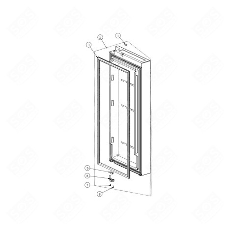 PORTE DROITE (PARTIE RÉFRIGÉRATEUR, REPÈRE 2) FRIGO, RÉFRIGÉRATEUR, CONGÉLATEUR - HK2337363