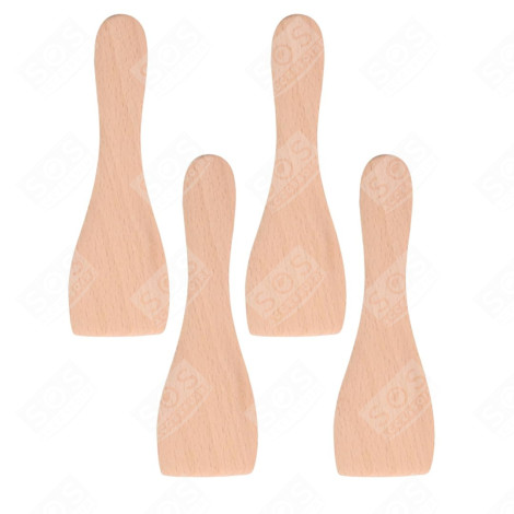LOT DE 4 PELLES EN BOIS POUR POÊLON, SPATULES RACLETTE  RACLETTE, GRIL, WOK - AS306003