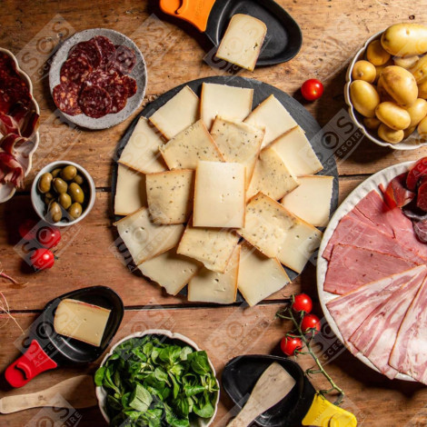 COUPELLE À RACLETTE ET PELLE EN BOIS POUR POÊLON, SPATULE RACLETTE  RACLETTE, GRIL, WOK - AS306001, AS306003