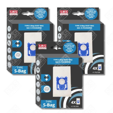 LOT DE 3 BOÎTES DE 4 SACS TYPE S-BAG  ASPIRATEUR - 9001684589