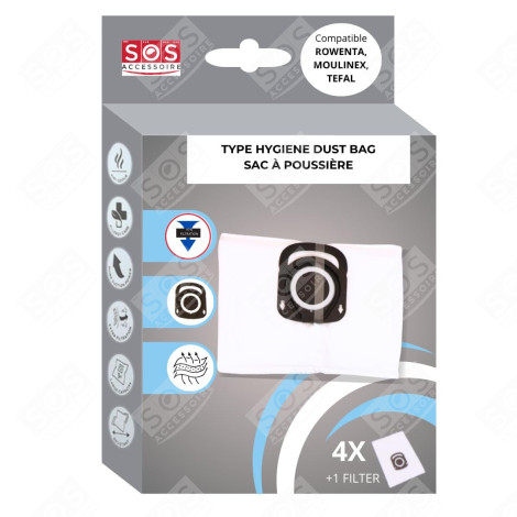 BOÎTE DE 4 SACS + 1 FILTRE HYGIENE+ ASPIRATEUR - ZR200520
