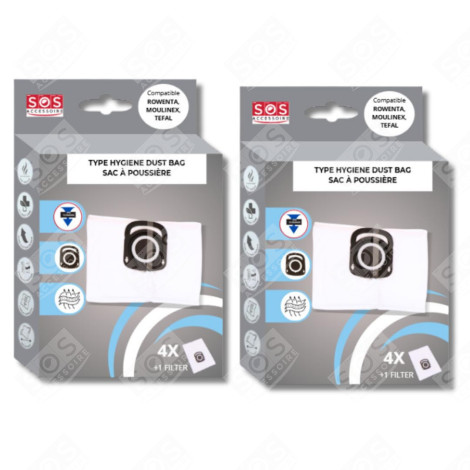 LOT DE 2 BOÎTES DE 4 SACS + 1 FILTRE HYGIENE+ ASPIRATEUR - ZR200520