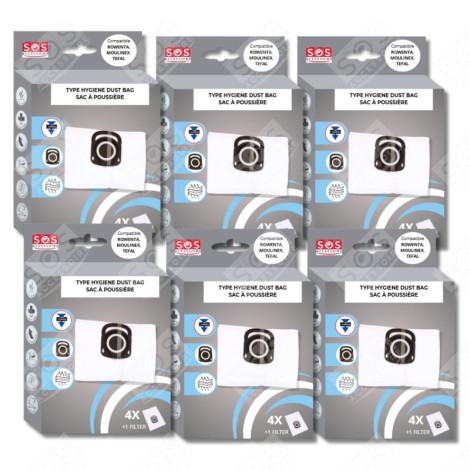 LOT DE 6 BOÎTES DE 4 SACS + 1 FILTRE HYGIENE+ ASPIRATEUR - ZR200520