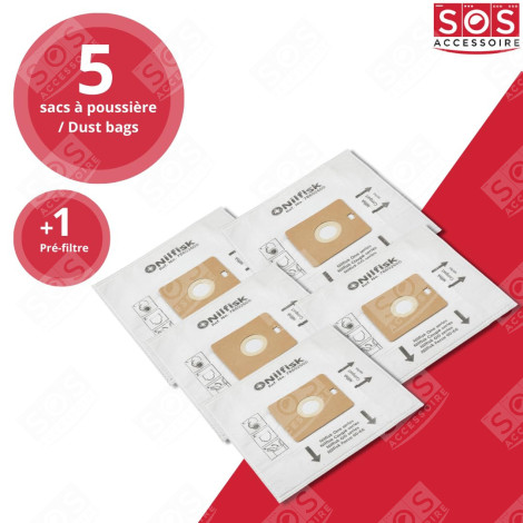 LOT DE 3 BOÎTES DE 5 SACS AVEC 1 PRE FILTRE COUPE/COMPACT/GO/FORCE ASPIRATEUR - 78602600, 22422400