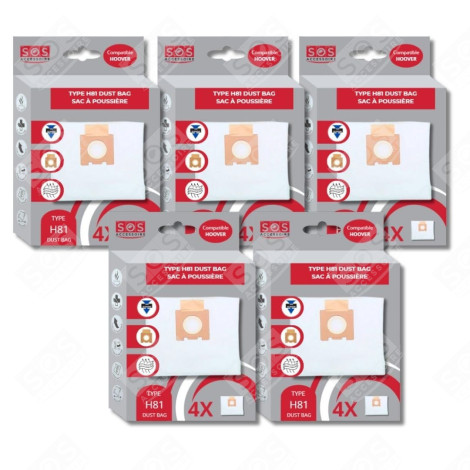 LOT DE 5 BOÎTES DE 4 SACS MICROFIBRE H81 ASPIRATEUR - 35601865