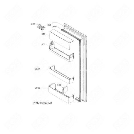 PORTE (PARTIE RÉFRIGÉRATEUR, REPÈRE 305) FRIGO, RÉFRIGÉRATEUR, CONGÉLATEUR - 2128316029