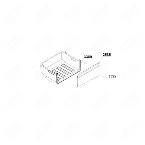 TIROIR INTERMÉDIAIRE REPÈRE 3392 (3389+2585) FRIGO, RÉFRIGÉRATEUR, CONGÉLATEUR - 4656670100, C00878759
