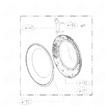 HUBLOT COMPLET (REPÈRE A150) MACHINE À LAVER, LAVE-LINGE - ADC74625729, ADC74745506