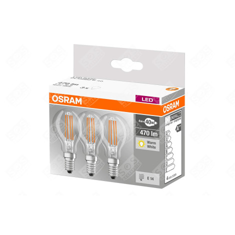 LED RETROFIT CLASSIC P 40 4W/827 230 FL E14 PACK DE 3 PCS D'ORIGINE LUMINAIRE - 4058075819337