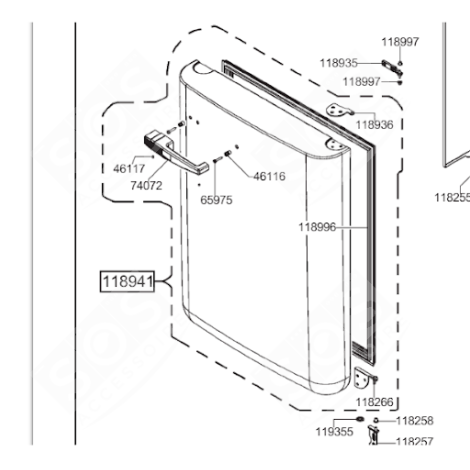 PORTE (PARTIE CONGÉLATEUR)  D'ORIGINE FRIGO, RÉFRIGÉRATEUR, CONGÉLATEUR - 696139492