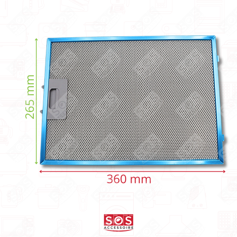 FILTRE MÉTALLIQUE ANTI-GRAISSES  265X359X9MM HOTTE - 00703451