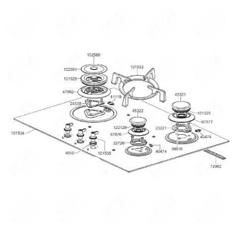 DESSUS VITROCÉRAMIQUE (REPÈRE 101534) PLAQUE DE CUISSON - 695616826