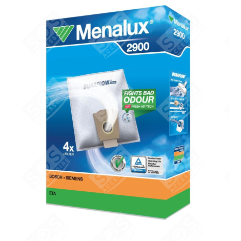 LOT DE 4 SACS + 1 FILTRE À DÉCOUPER D'ORIGINE ASPIRATEUR - 9001961474