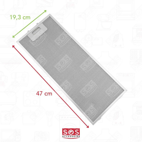 FILTRE MÉTAL ANTIGRAISSES 470X193MM CBT62 RT623 HOTTE - 49024660