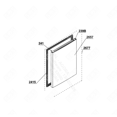 PORTE (PARTIE CONGÉLATEUR) REPÈRE 2677 FRIGO, RÉFRIGÉRATEUR, CONGÉLATEUR - 4642850100, C00865076