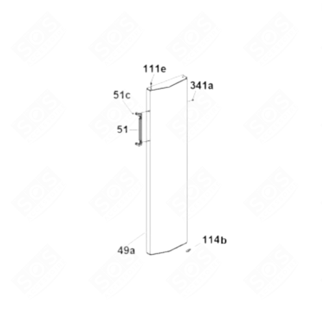 POIGNÉE DE PORTE (REPÈRE 51) FRIGO, RÉFRIGÉRATEUR, CONGÉLATEUR - 49024728