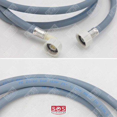 TUYAU D'ARRIVÉE D'EAU UNIVERSEL 2M50 LIVRÉ AVEC JOINTS 20/27 AVEC RACCORDS DROIT X COUDÉ (L2500MM 3/4 F X 3/4 C MACHINE À LAVER, LAVE-LINGE - 3664162064507