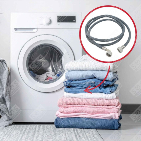 TUYAU D'ARRIVÉE D'EAU UNIVERSEL 2M50 LIVRÉ AVEC JOINTS 20/27 AVEC RACCORDS DROIT X COUDÉ (L2500MM 3/4 F X 3/4 C MACHINE À LAVER, LAVE-LINGE - 3664162064507