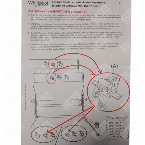 RÉSISTANCE 2050W AVEC THERMOSTAT SÈCHE-LINGE - C00277073, 482000031360