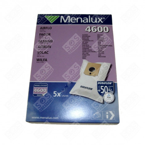 LOT DE 5 SACS + 1 FILTRE MOTEUR ASPIRATEUR - 9001961391