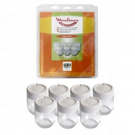 LOT DE 7 POTS EN VERRE AVEC COUVERCLE YAOURTIÈRE - A14A03