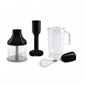 Accessoires pour mixeur plongeant, noir : carafe, bol hachoir, presse-purée, fouet à fils