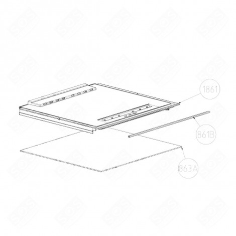 CLAYETTE, ÉTAGÈRE EN VERRE          -        543X382 MM FRIGO, RÉFRIGÉRATEUR, CONGÉLATEUR - 5743755400